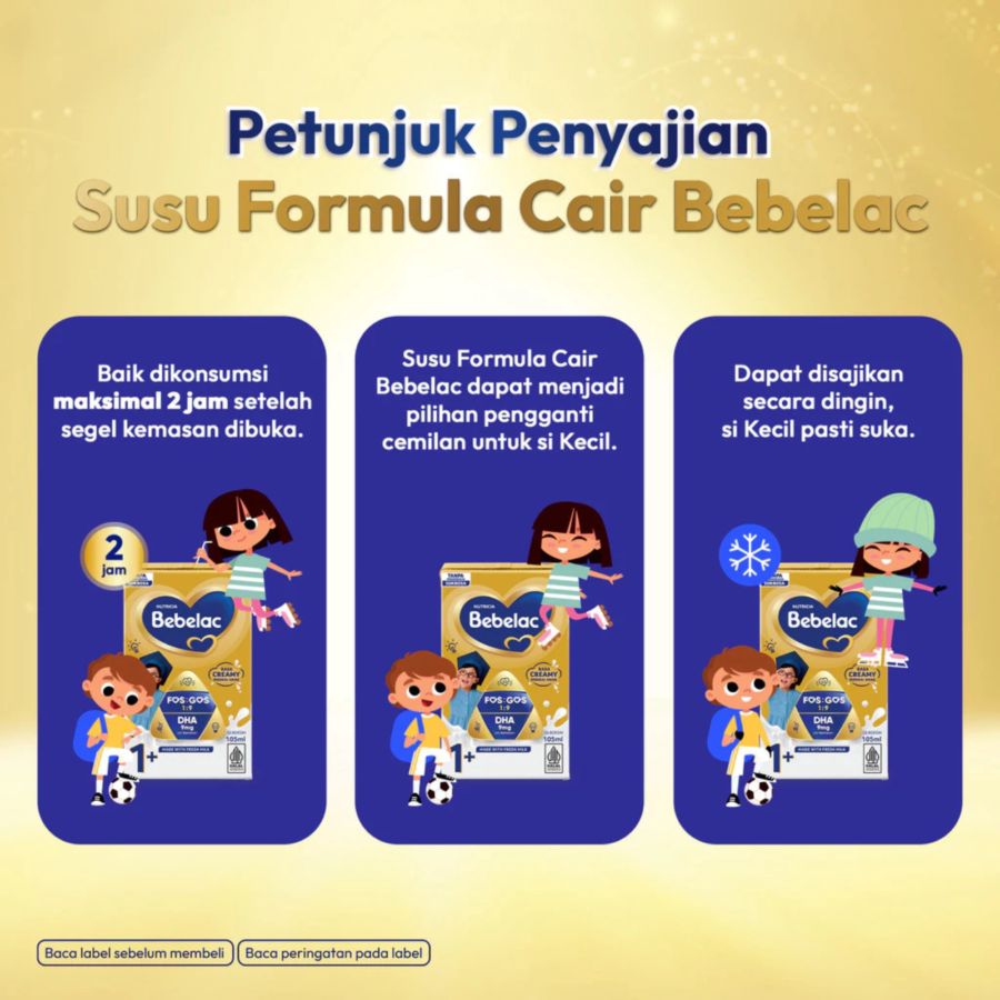 Bebelac Rasa Plain Susu Formula Cair UHT 105ml 1 Dus 40pcs