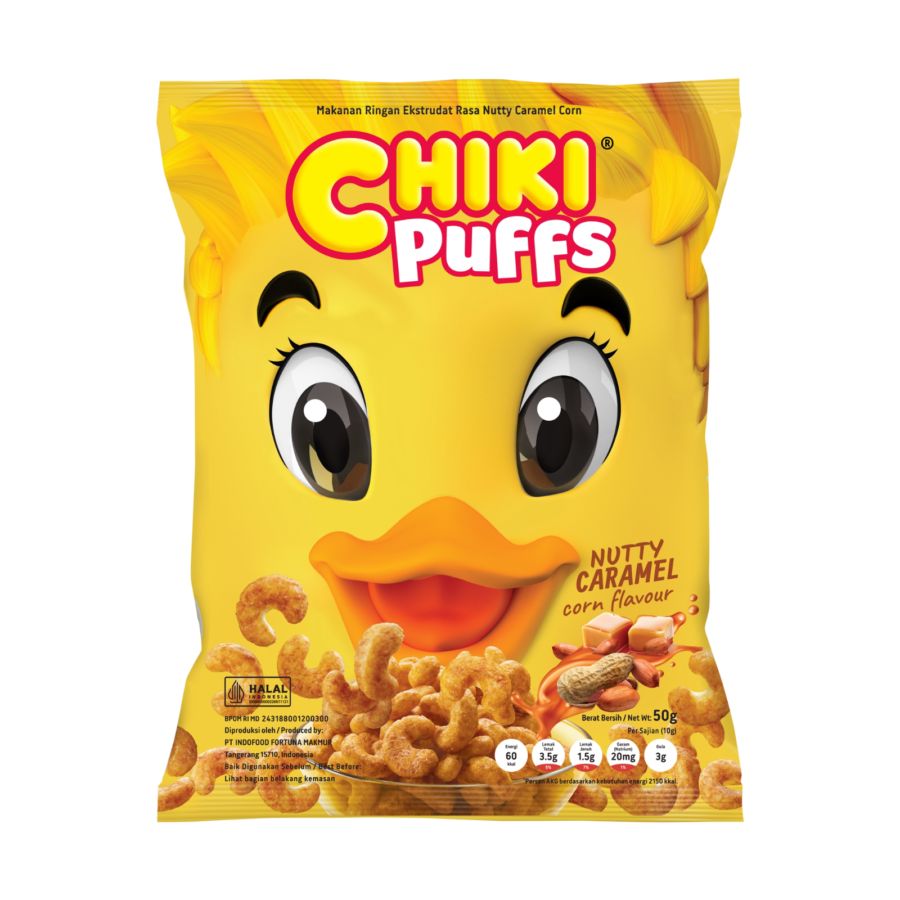 Chiki Puffs C Shape Nutty Caramel Corn Flavour 50gram