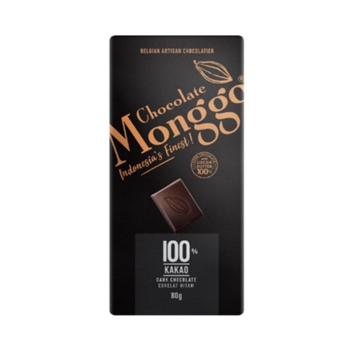 Monggo Chocolate Tablet Dark 100% of Cocoa 80gram