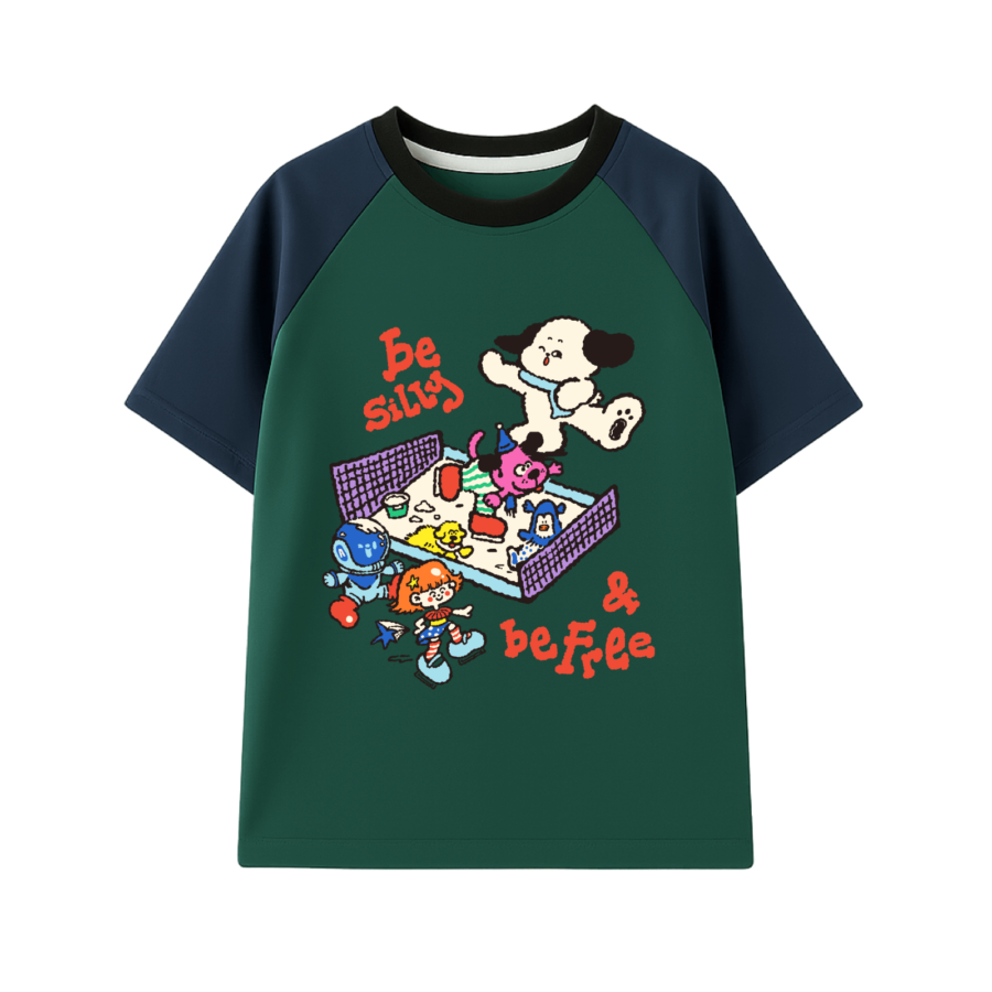 Cosmic Cotton Tee Green & Blue L Astro Kids x Joyfullyscribbled