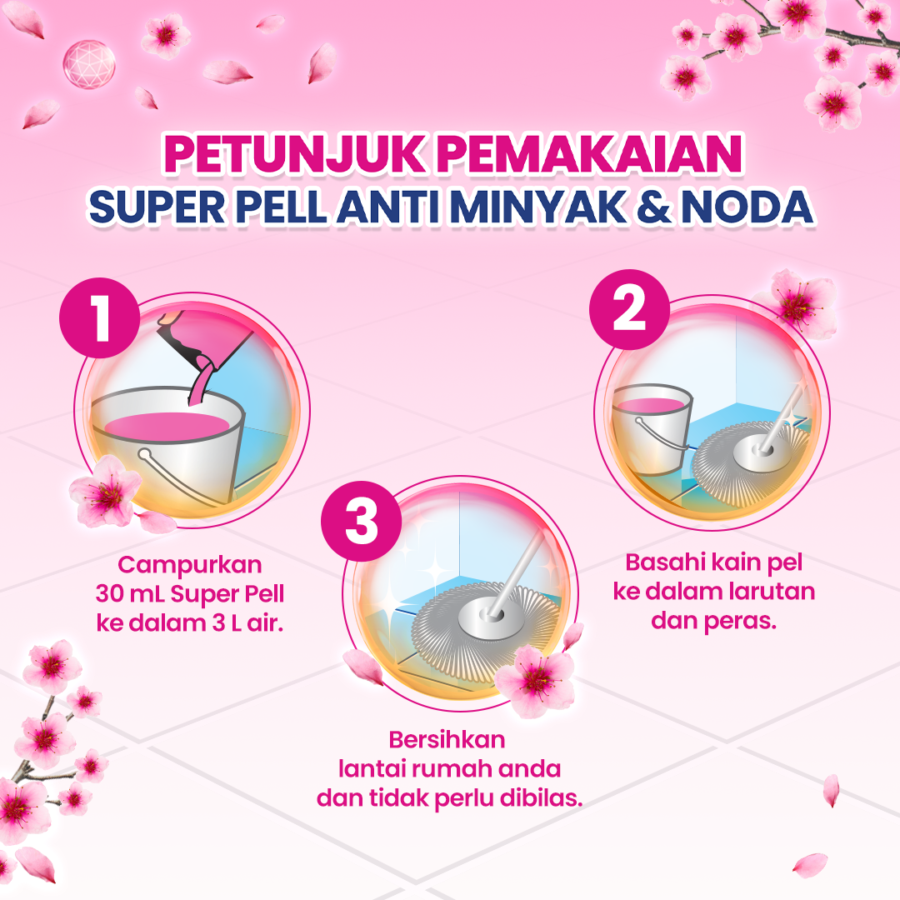 Superpell Anti Minyak & Noda Sakura Pembersih Lantai 740ml