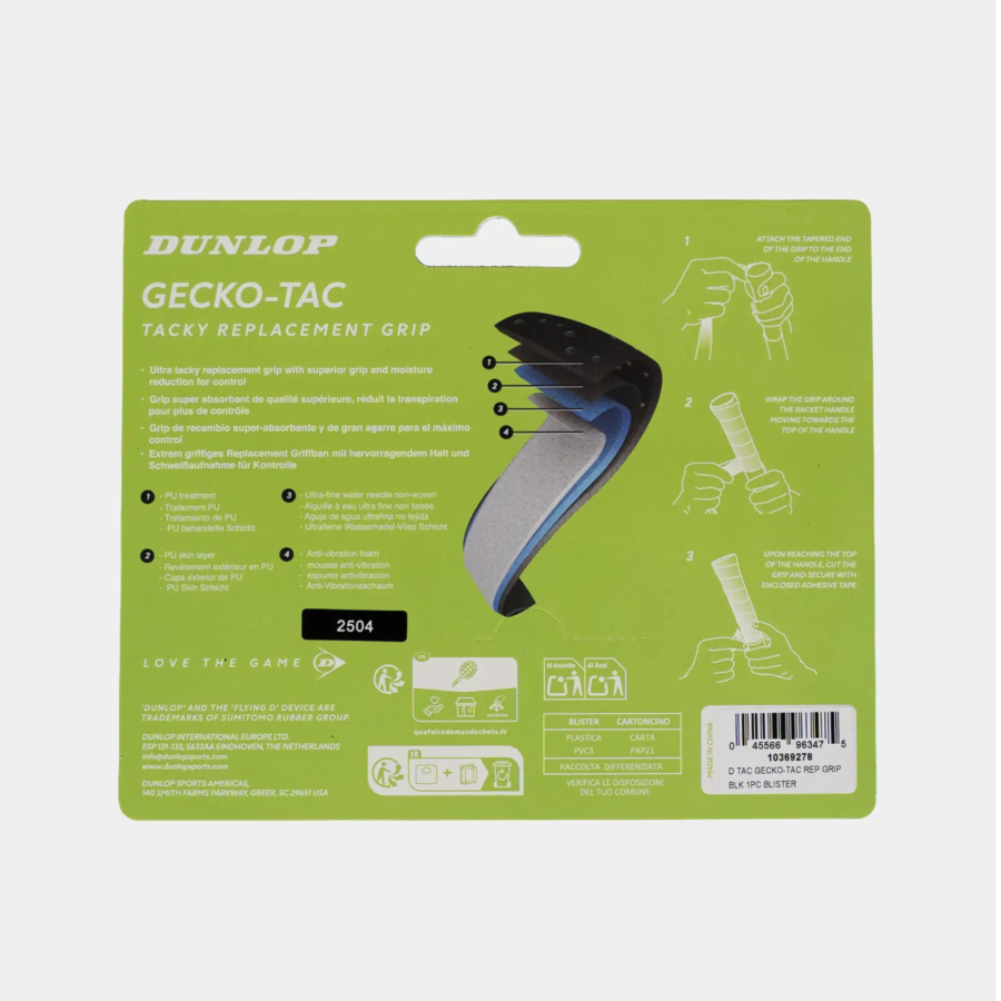 Dunlop GECKO-TAC White Tacky Replacement Grip Tennis 1pcs