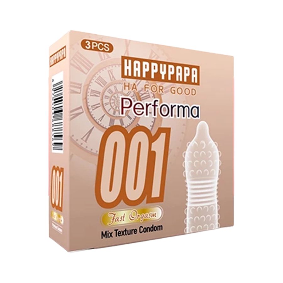 Happypapa 001 Performa Gerigi Pipa Hot Sensation Kondom Pria 3 pcs 3sachets