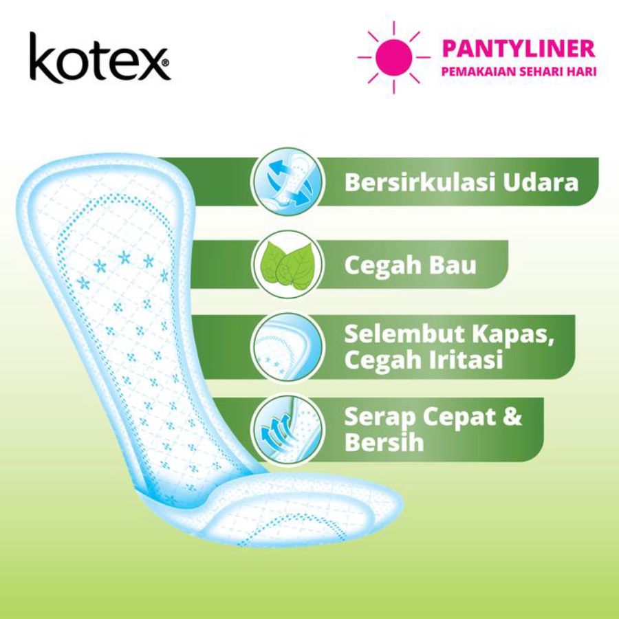 Kotex Liners Daun Sirih Daily Aroma Fresh Longer & Wider Pembalut Kewanitaan 32pads