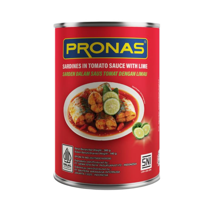 Pronas Sardines Dalam Saus Tomat Dengan Limau 155gr