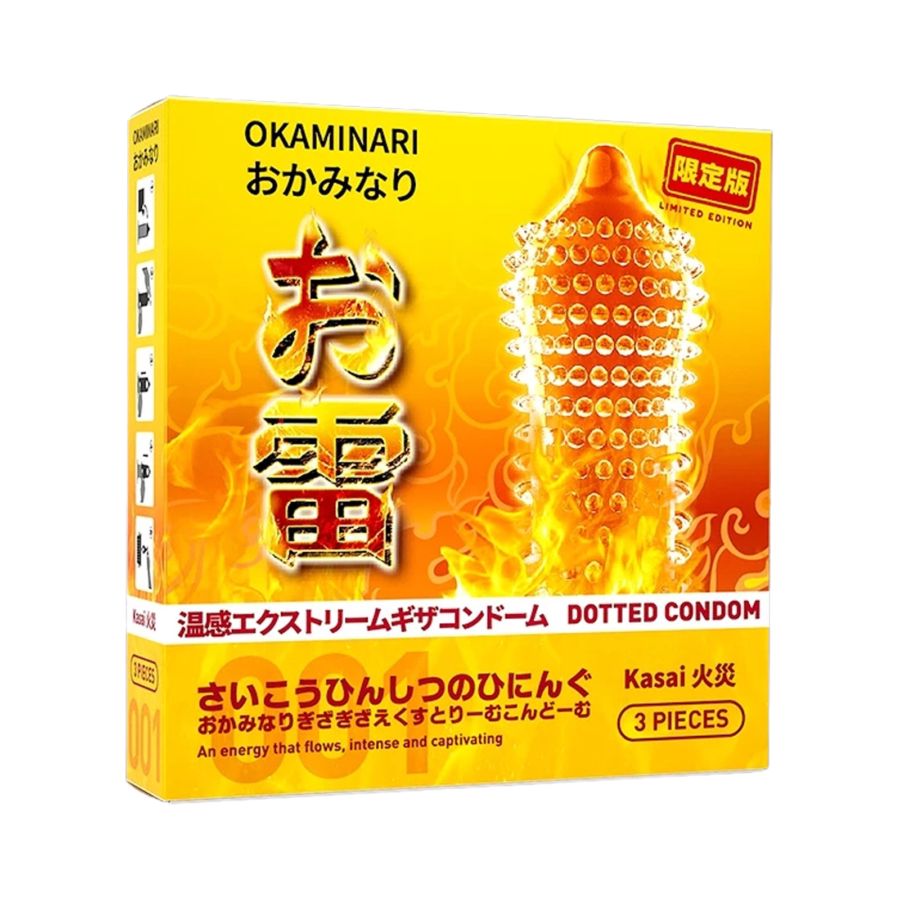 Okaminari 001 Kasai Gerigi Extreme Hot Kondom Pria 3 pcs 3sachets