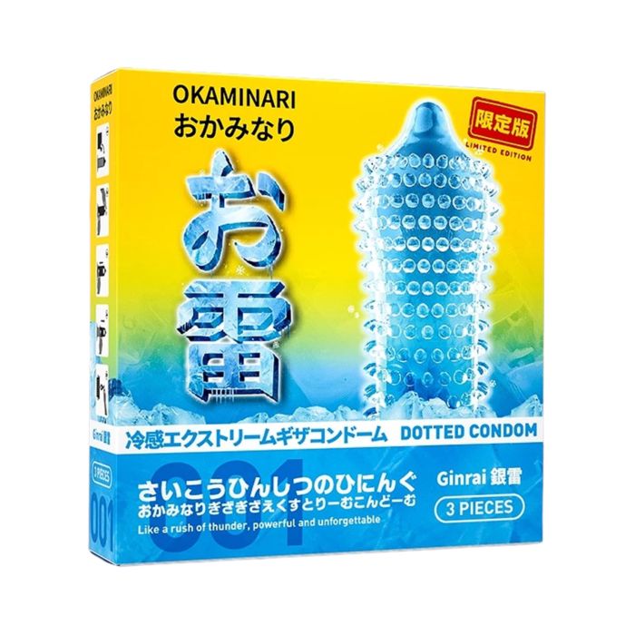 Okaminari 001 Ginrai Gerigi Extreme Ice Kondom Pria 3 pcs
