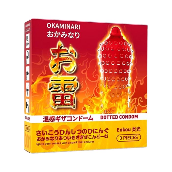 Okaminari 001 Enkou Gerigi Tebal Hot Kondom Pria 3 pcs