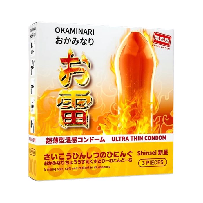 Okaminari 001 Shinsei Slim Fit Ultra Thin Hot Kondom Pria 3 pcs