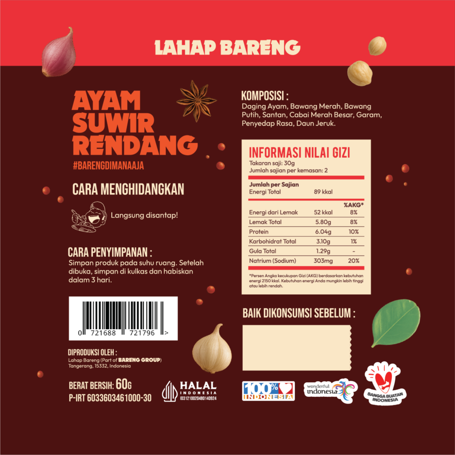 Lahap Bareng Ayam Suwir Rendang 1pcs