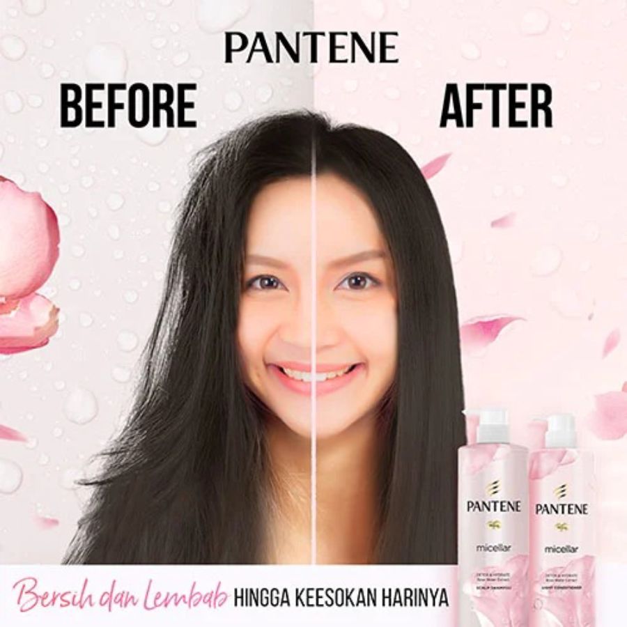Pantene Micellar Cleanse And Hydrate Rose Water Essence Scalp Shampoo 300ml