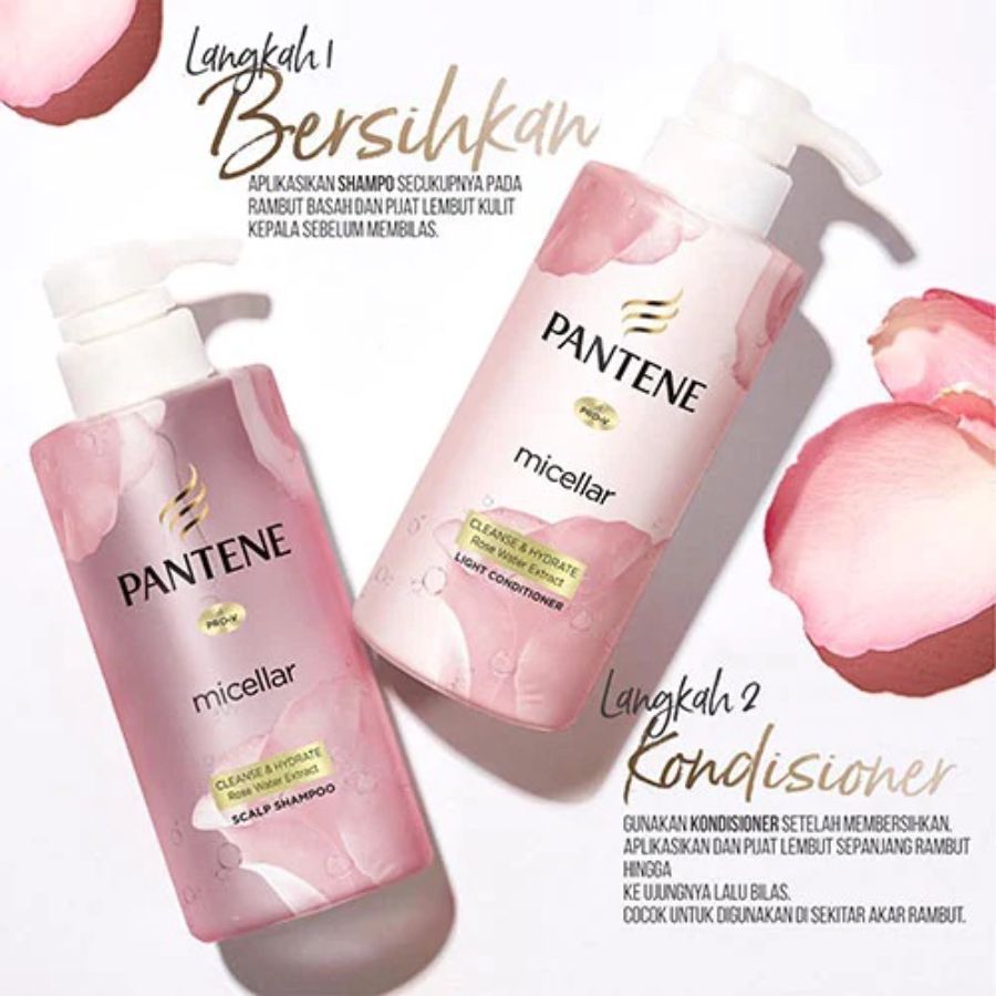 Pantene Micellar Cleanse And Hydrate Rose Water Essence Scalp Shampoo 300ml