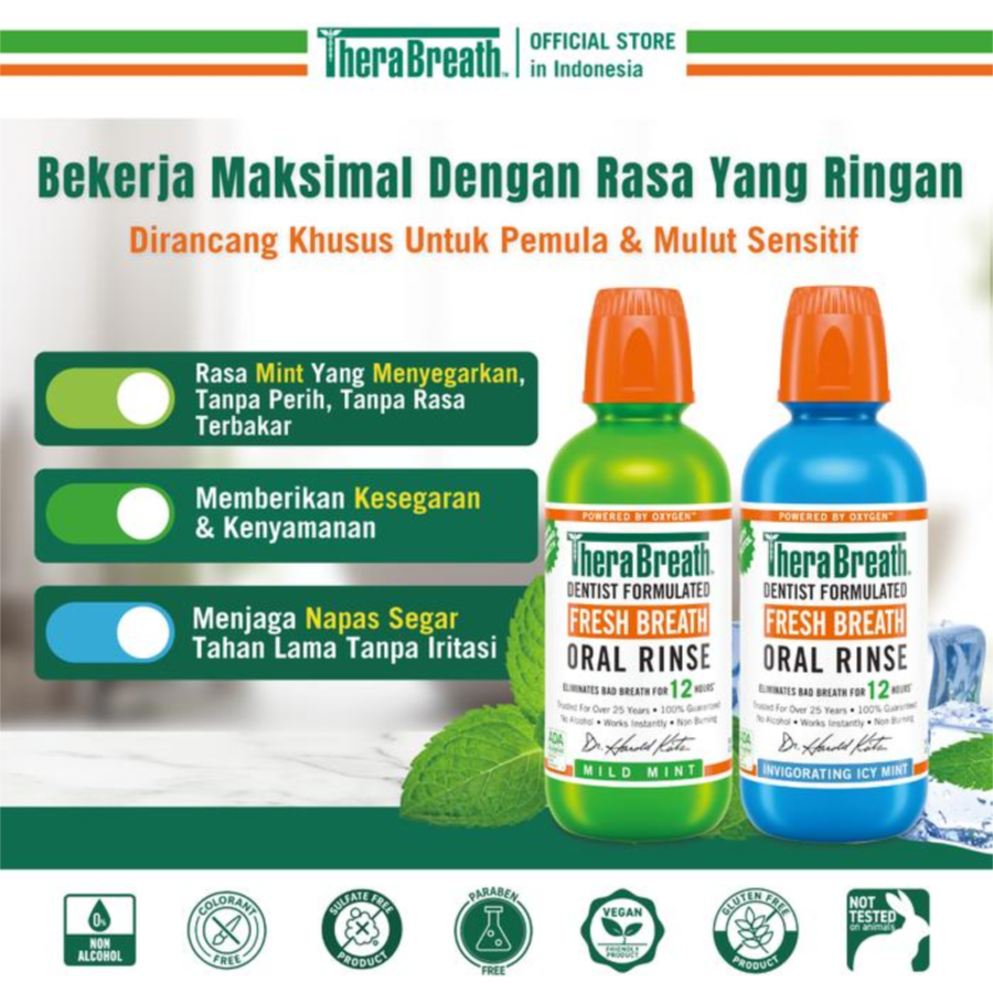 TheraBreath Mild Mint Dentist Formulated Fresh Breath Oral Rinse Mouthwash 1liter