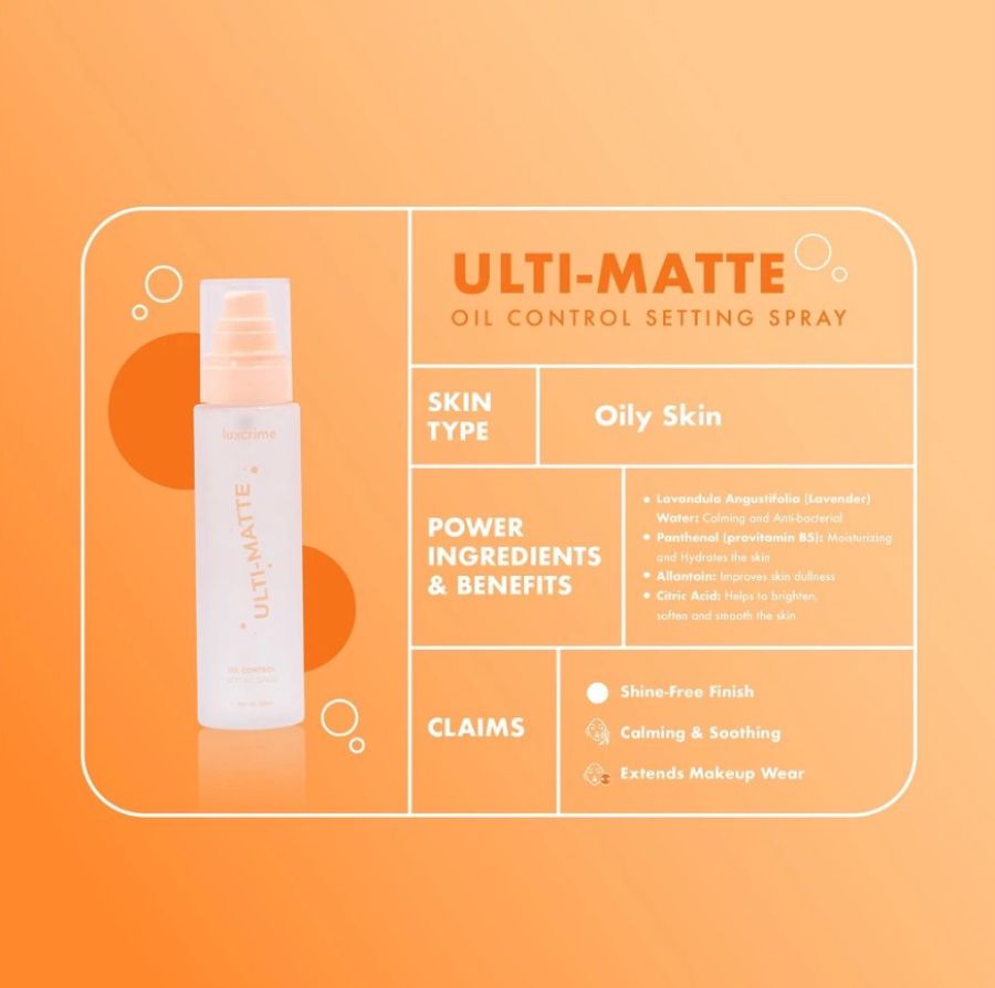 Luxcrime Ulti Matte Oil Control Setting Spray Wajah 50 pcs 50ml