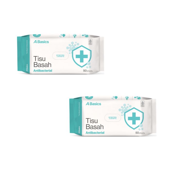 Bundle 2 Pcs Tisu Basah Antibacterial A Basics 50 Sheets