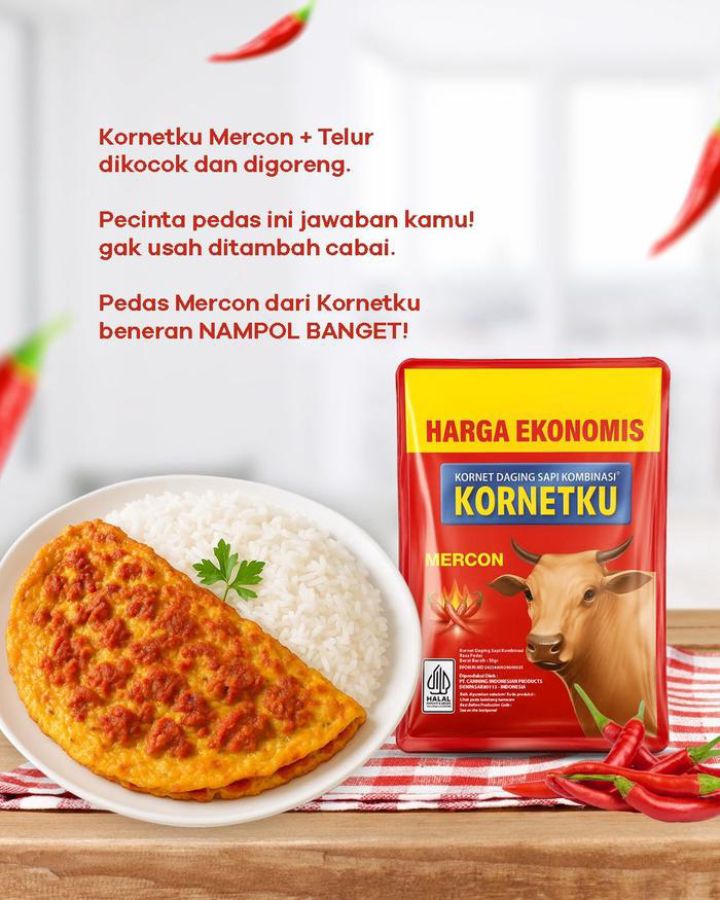Kornetku Daging Sapi Kombinasi Rasa Mercon Sachet 50gram