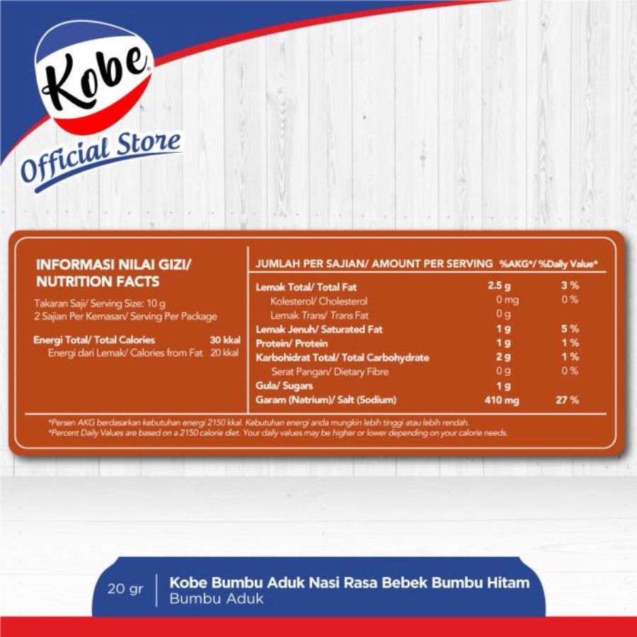 Kobe Bumbu Aduk Nasi Rasa Bebek Bumbu Hitam 20gr 3pcs