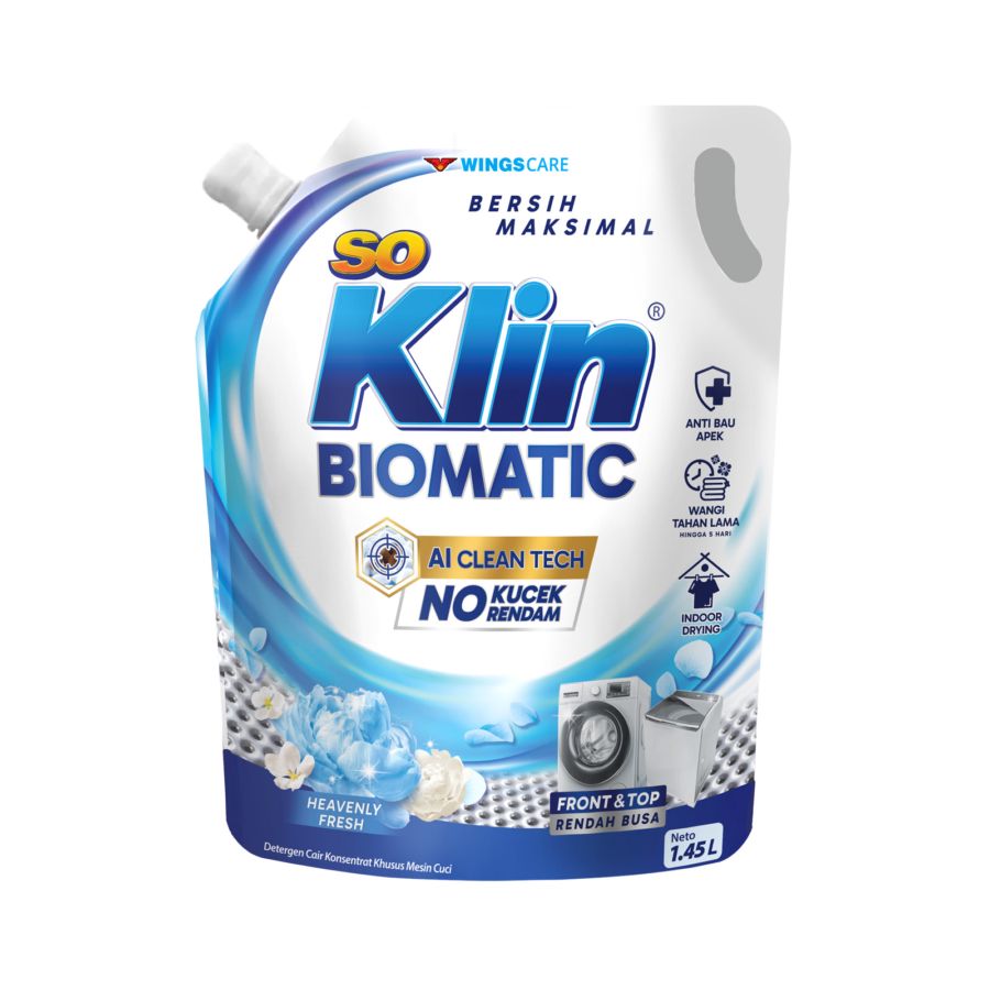 SoKlin Biomatic Blue Front & Top Load Deterjen Cair 1450ml