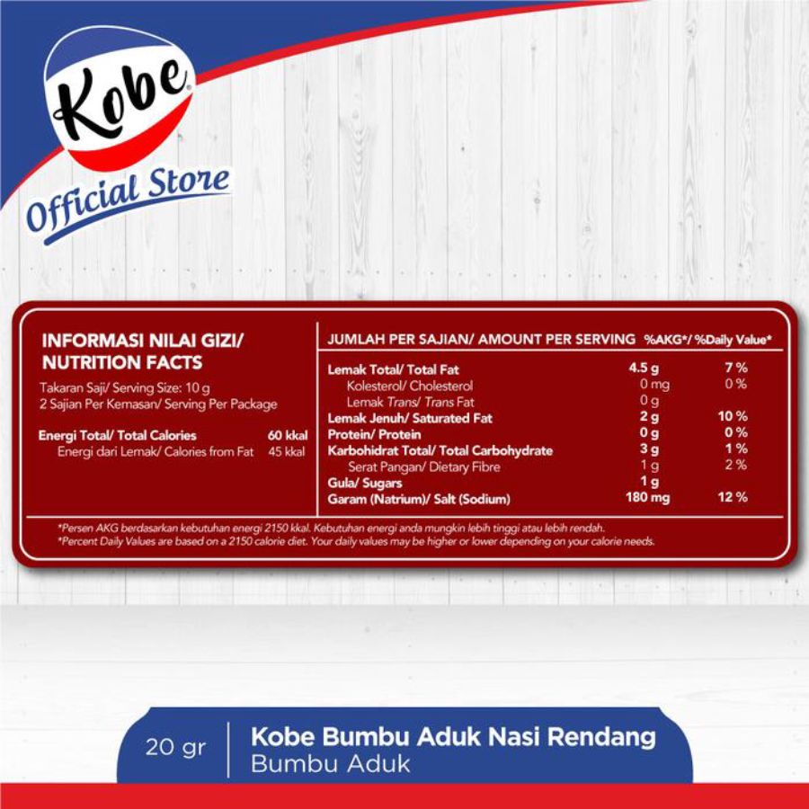 Kobe Bumbu Aduk Bumbu Rendang 20gr 3pcs