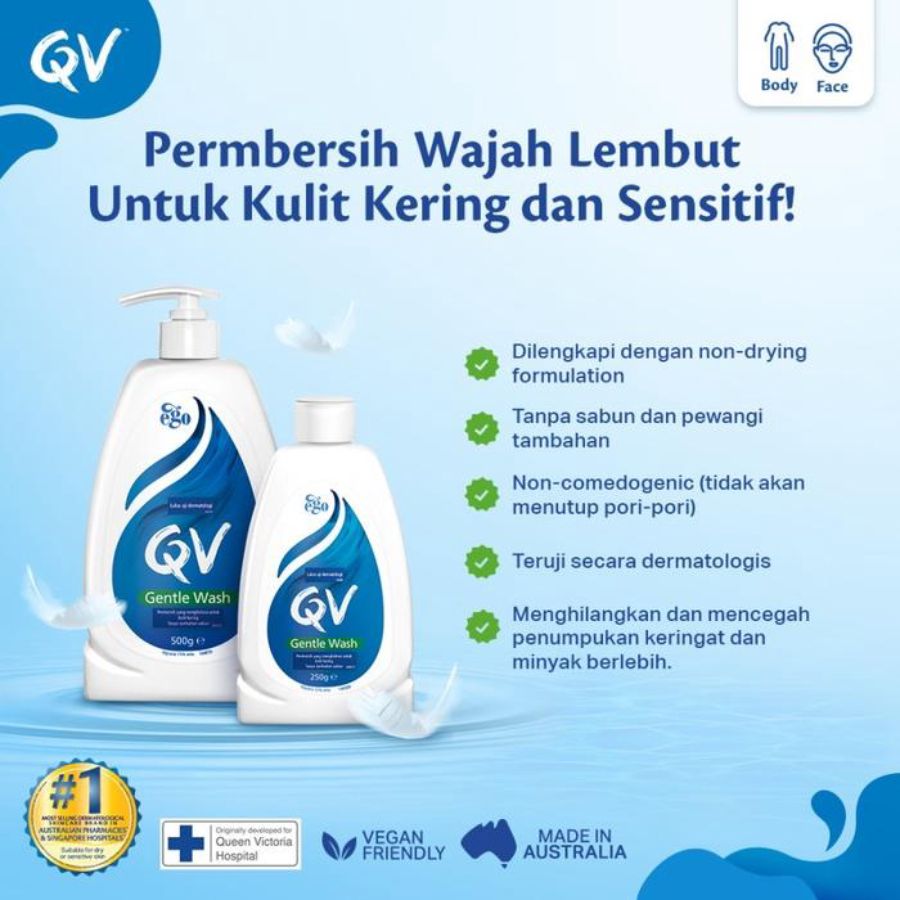 QV Gentle Wash untuk Kulit Kering & Sensitif 500ml