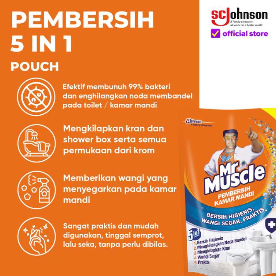 Mr Muscle Pembersih Kamar Mandi Pouch 500ml