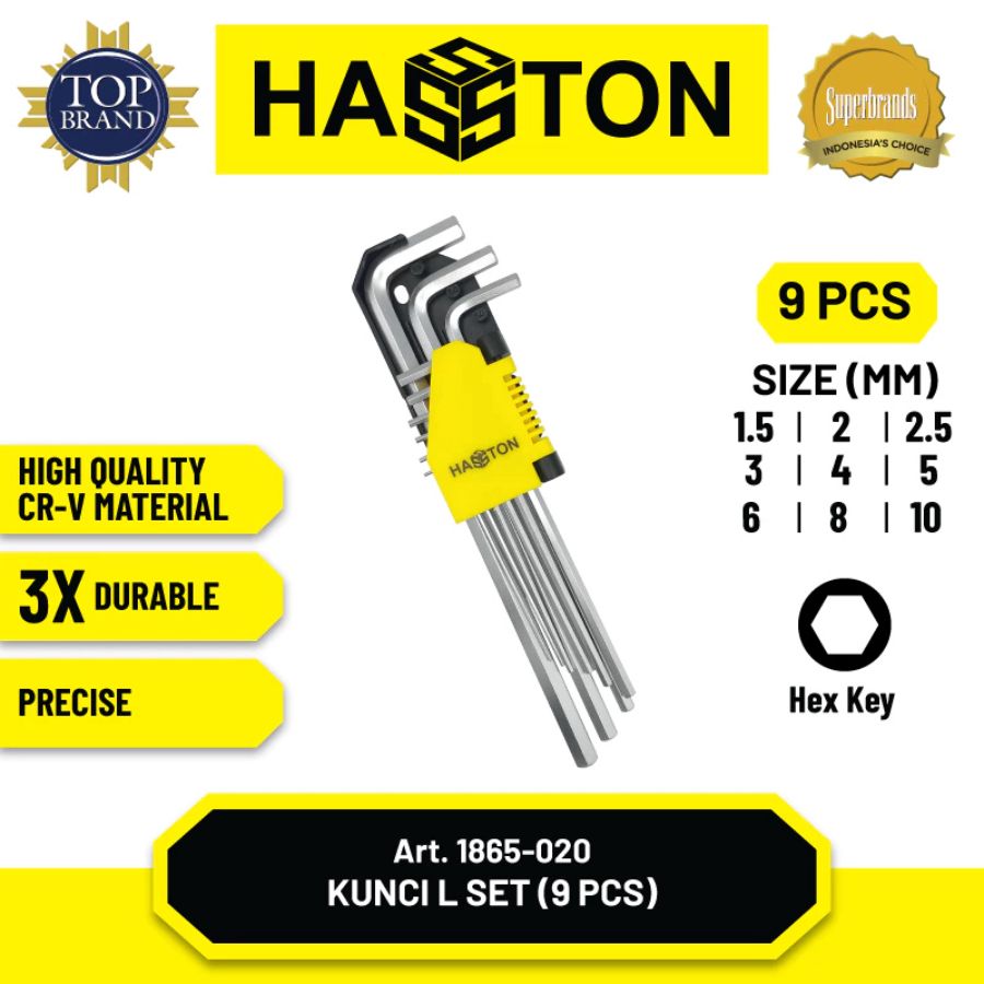 Hasston 1865 Kunci L Segi Enam Type A 1 set
