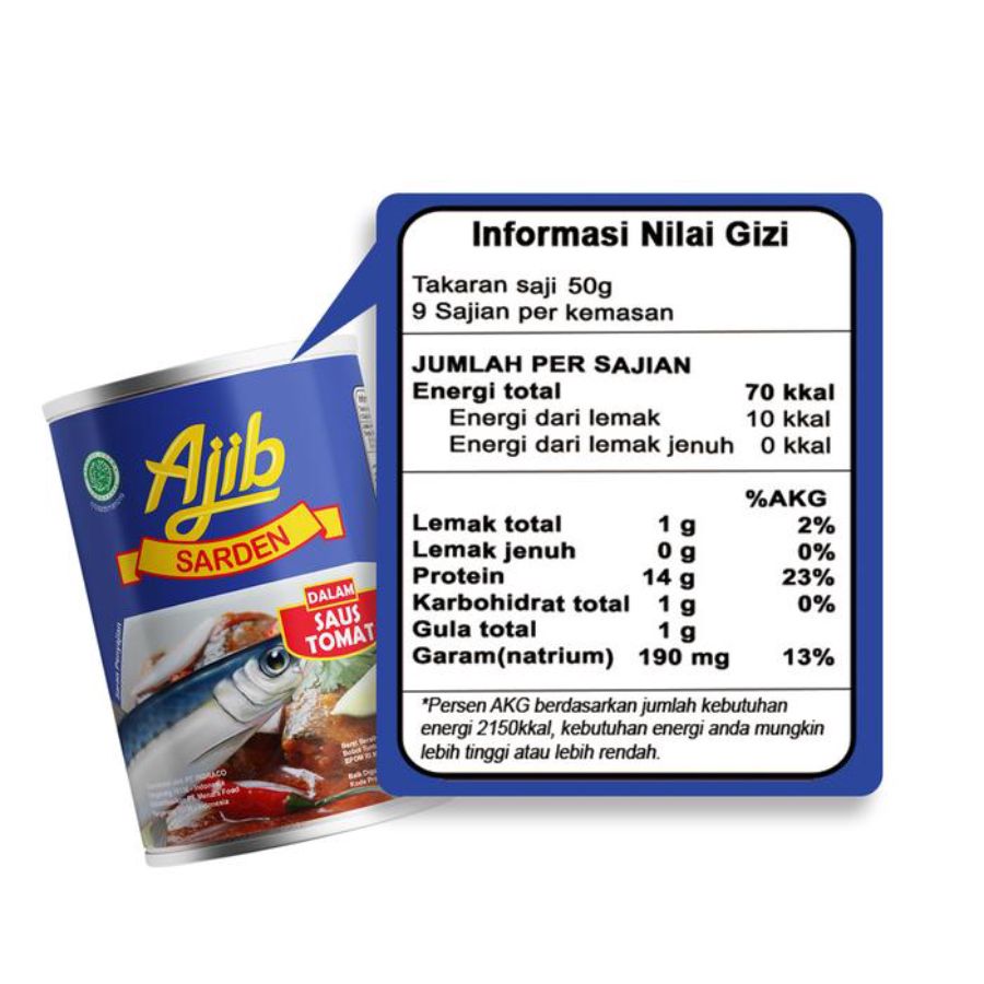 Ajib Sarden Dalam Saus Tomat 425gram