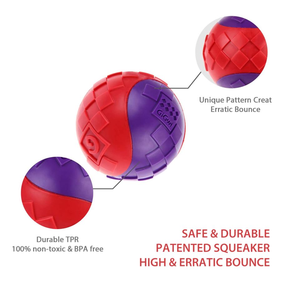 Gigwi Ball Squeaker Purple Red Mainan Bola Anjing Size S 1pcs