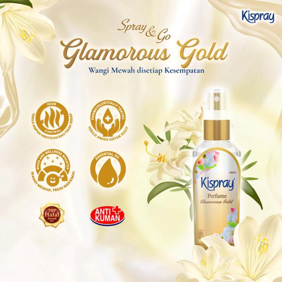 Kispray Spray & Go Perfume Glamorous Gold Pelicin Pakaian 50ml