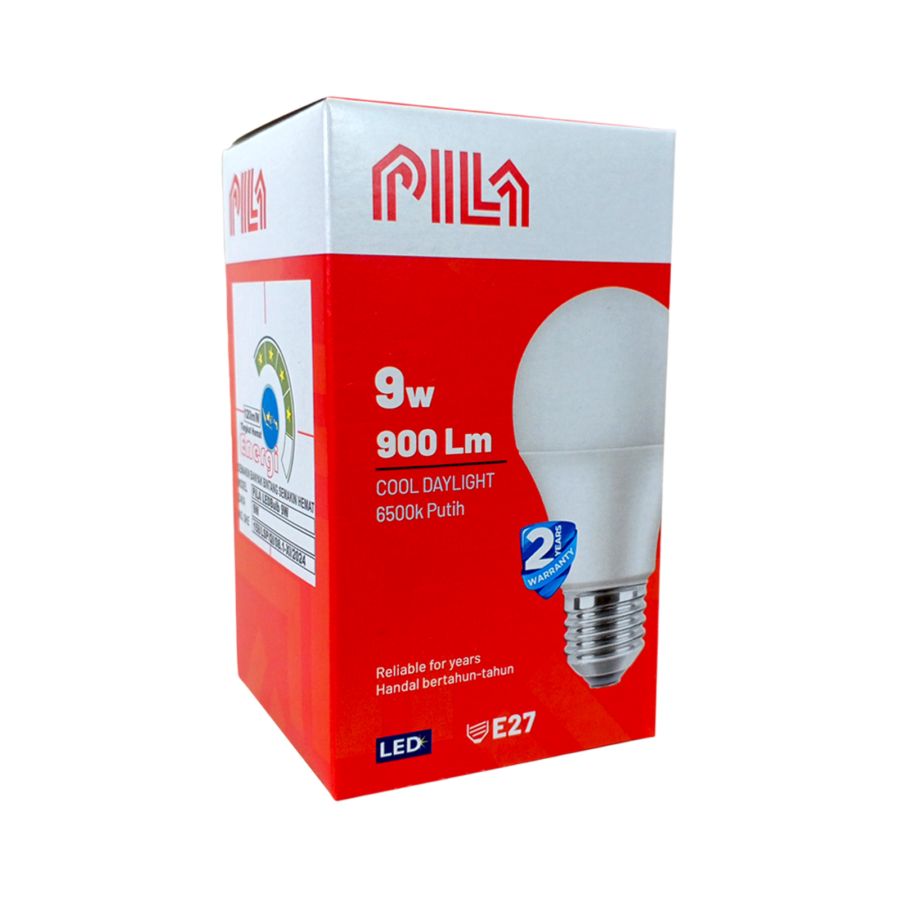 Pila 9 Watt Cool Daylight Putih Lampu LED Bulb E27