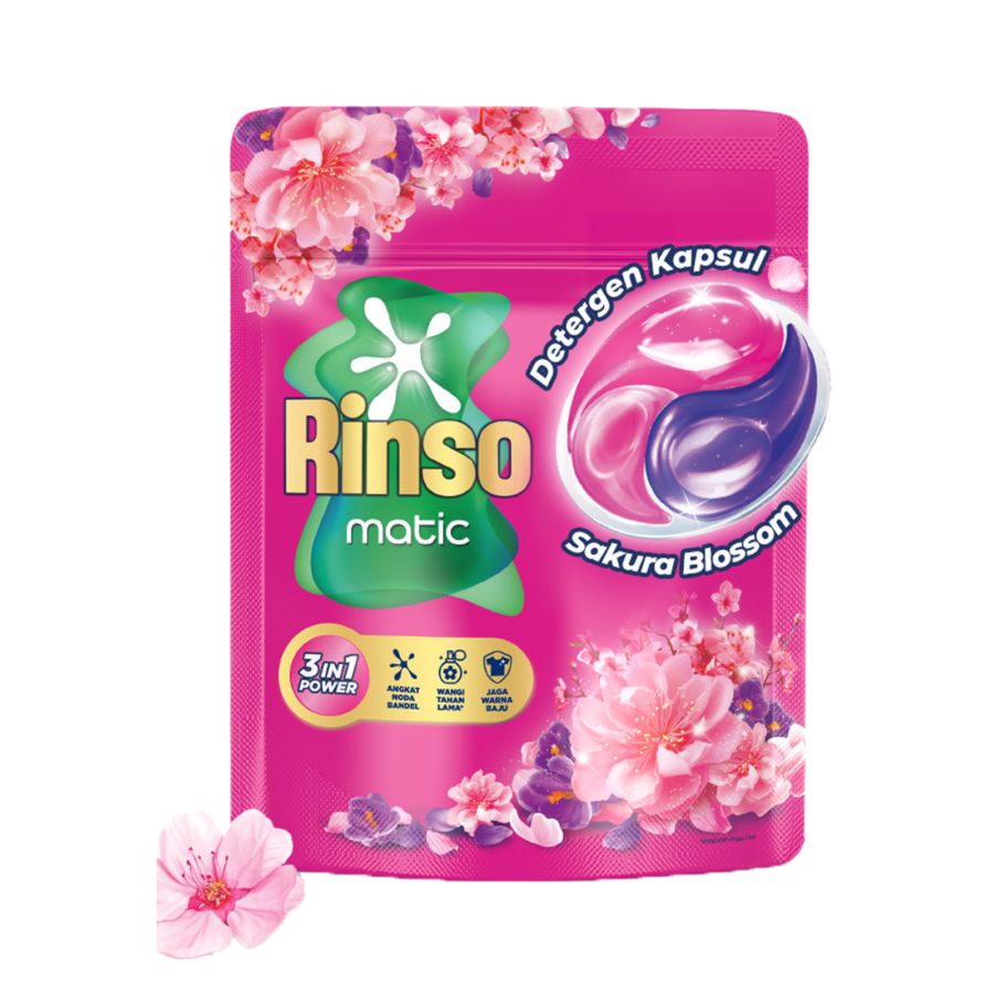 Rinso Kapsul Matic Sakura Blossom Deterjen Cair 50kapsul