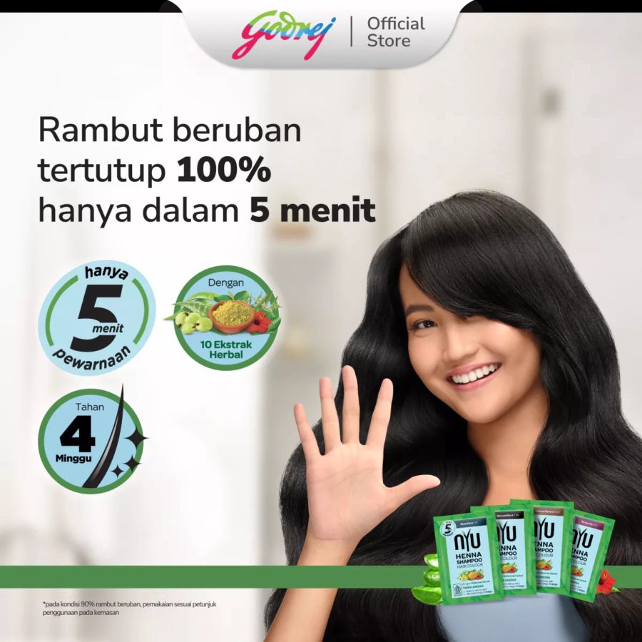 NYU Henna Shampoo Black Hair Colour 20ml