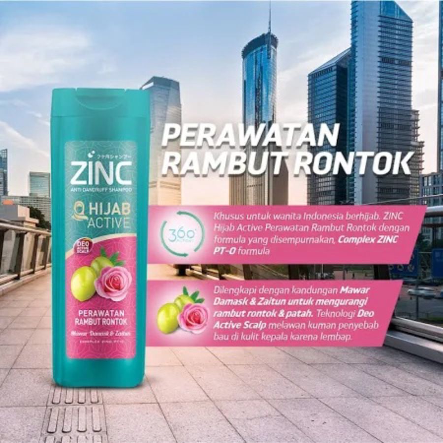 Zinc Hijab Active Perawatan Rambut Rontok Shampoo 170ml
