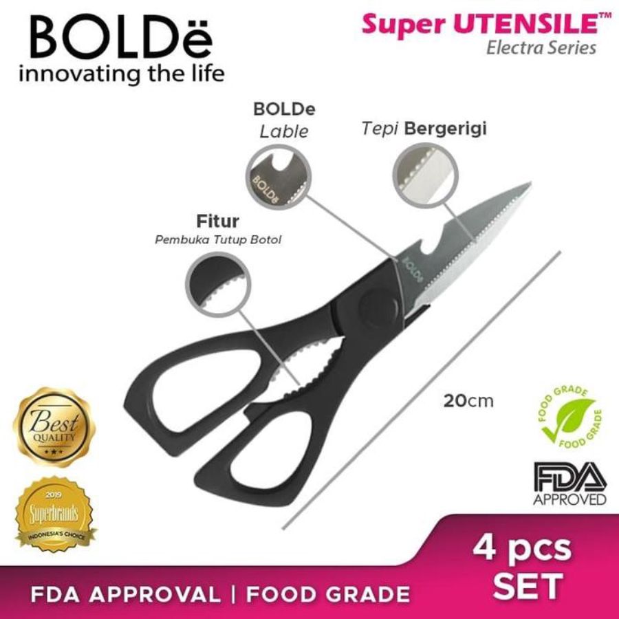 BOLDe Knives + Scissor Set Super Utensil Electra Black 1pcs