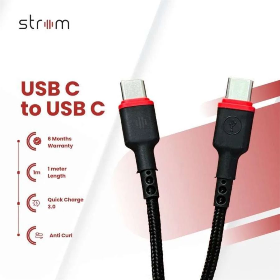 Strom Kabel Type C To Type C Power Delivery Pd Cable Qc 3.0 1M Black 1pcs