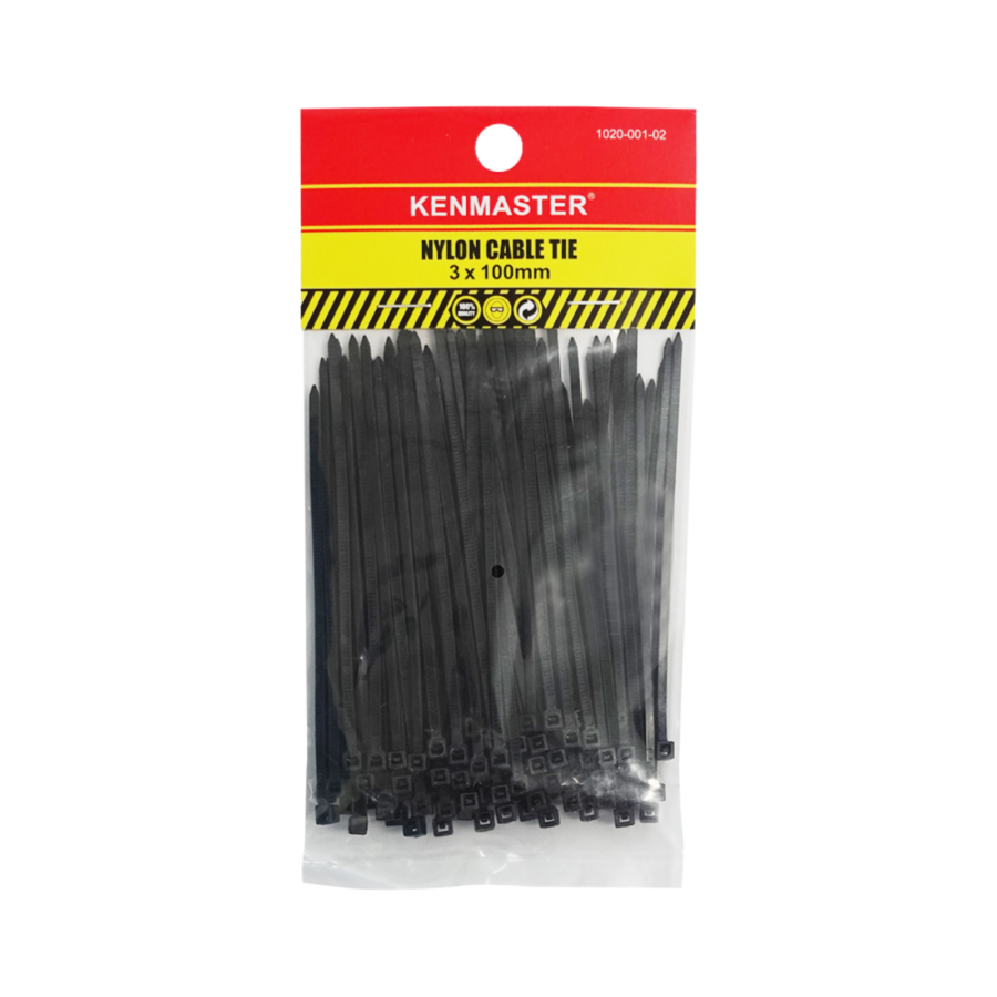 Kenmaster Nylon Cable Ties 3mm x 100mm Hitam 100pcs