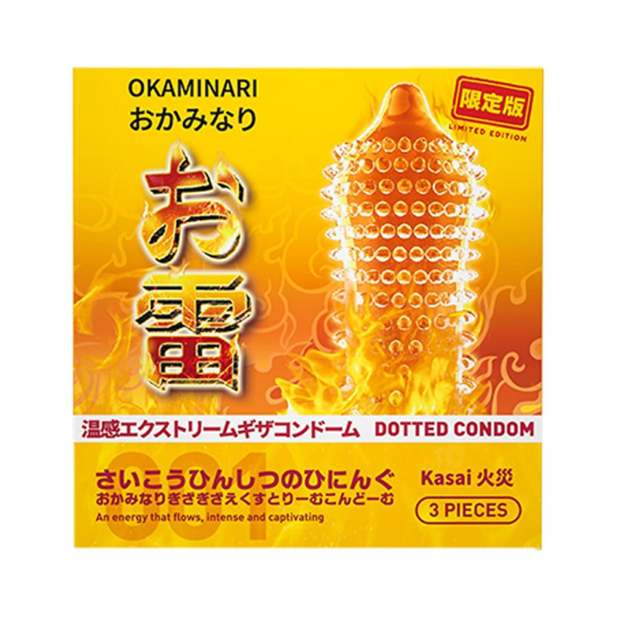 Okaminari 001 Kasai Gerigi Extreme Hot Kondom Pria 3 pcs 3sachets