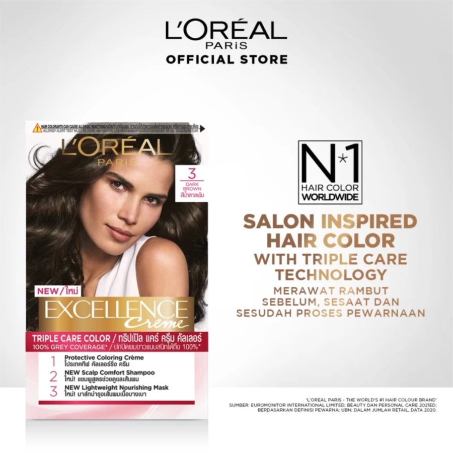 L'Oreal Paris Excellence Creme 3 Natural Dark Brown 1pack