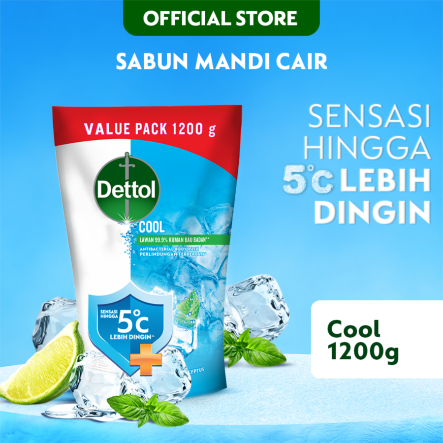 Dettol Cool Menthol & Eaucalyptus Antibacterial Body Wash Refill 1200ml