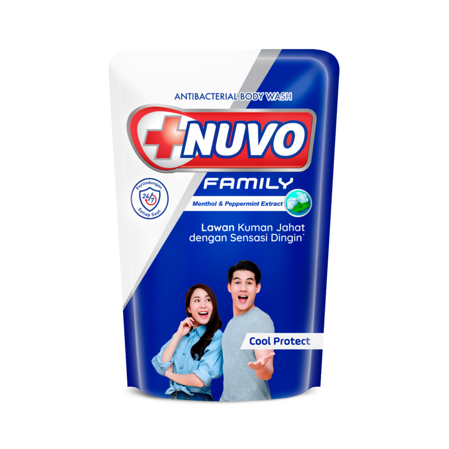 Nuvo Active Cool Antibacterial Body Wash Pouch 400ml