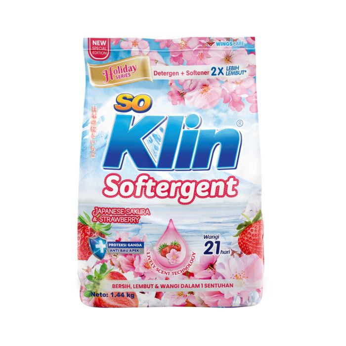 SoKlin Softergent Japanese Sakura & Strawberry Deterjen Bubuk Bag