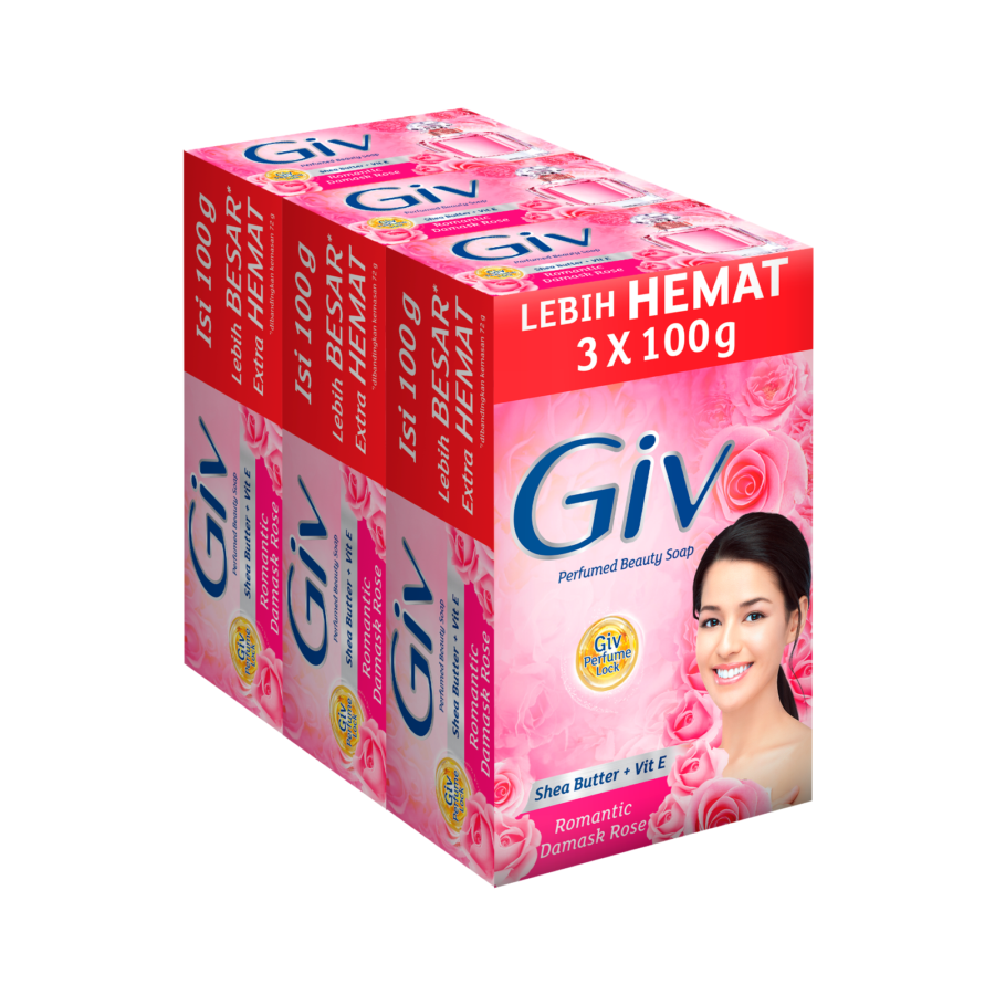 Giv Rose & Cherry Blossom Barsoap 3pcs x 100gram 1pack