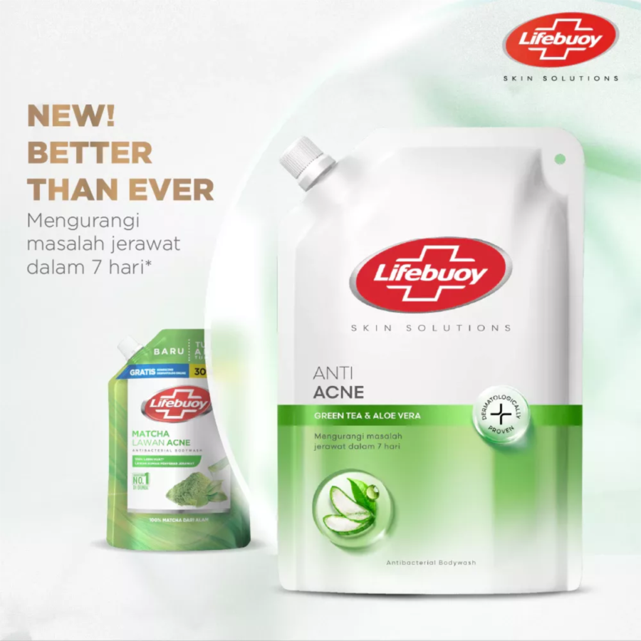 Lifebuoy Anti Acne Greentea & Aloe Vera Antibacterial Body Wash Refill 380ml