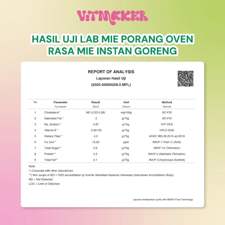 Vitmaker Mie Porang Goreng Mie Instan 75gram