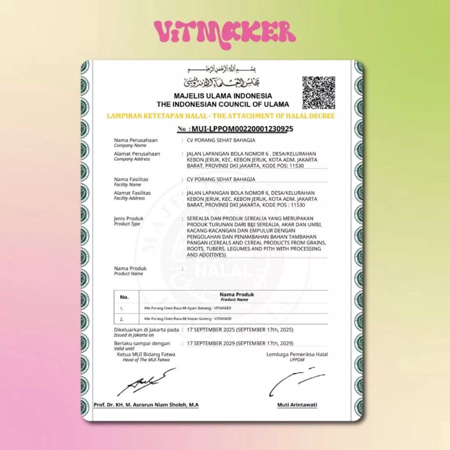 Vitmaker Mie Porang Goreng Mie Instan 75gram