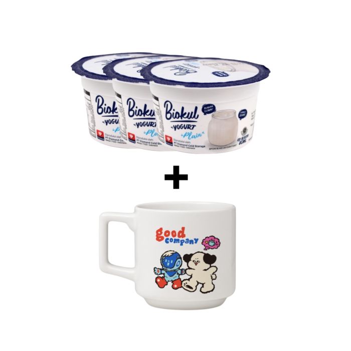 [Bundle] 3 Biokul Stired Yogurt Plain 80 ml + Splash Muu Cup Astro Kids x Joyfullyscribbled