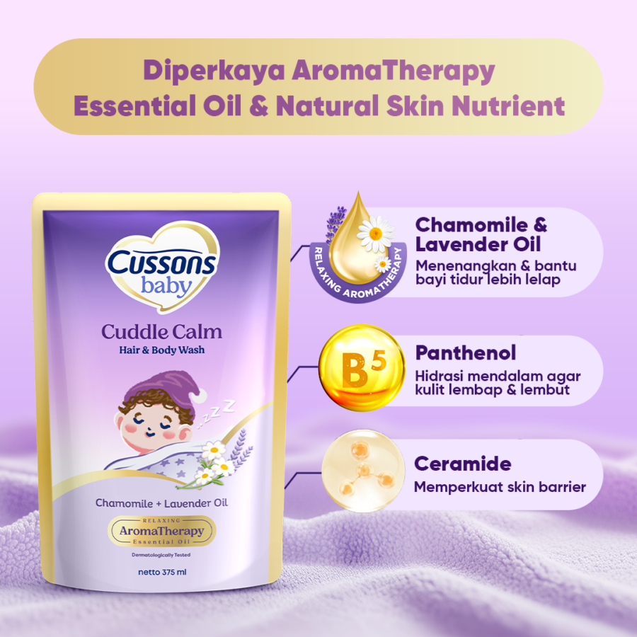 Cussons Baby Cuddle Calm Hair & Body Wash Pouch 375ml