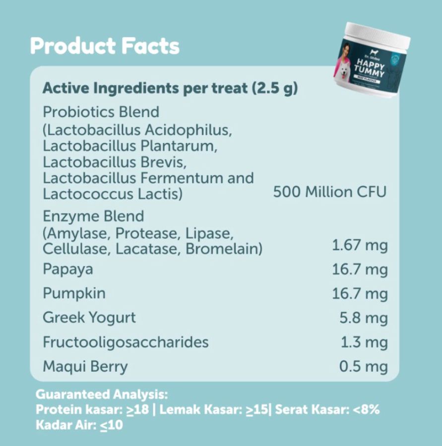 Dr. Shiba Happy Tummy Beef Flavour Dog Suplement Treats 250gram