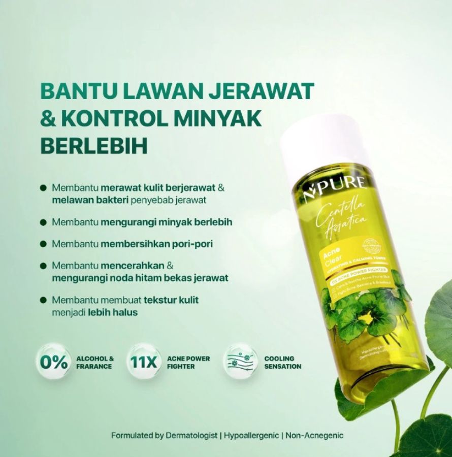 NPURE Centella Asiatica Acne Clear Hydrating & Calming Toner Wajah 30ml