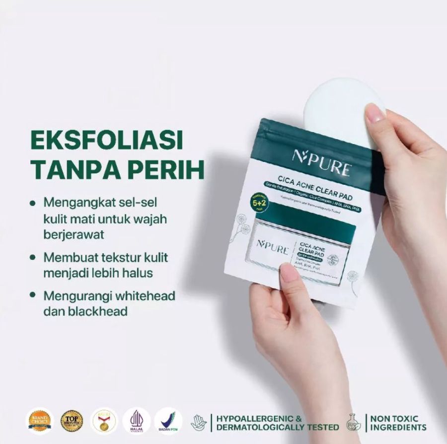 Acne Clear Pad Cica Kapas Eksfoliasi Wajah Sachet 1pack